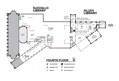 Suzzallo and Allen Fourth Floor Map