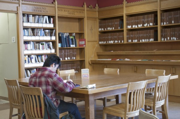 Student in Music Library